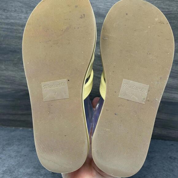 Madewell Slide Sandals Womens Size 7 Leeandra Puffy Leather Multi Yellow Brown - Picture 7 of 9